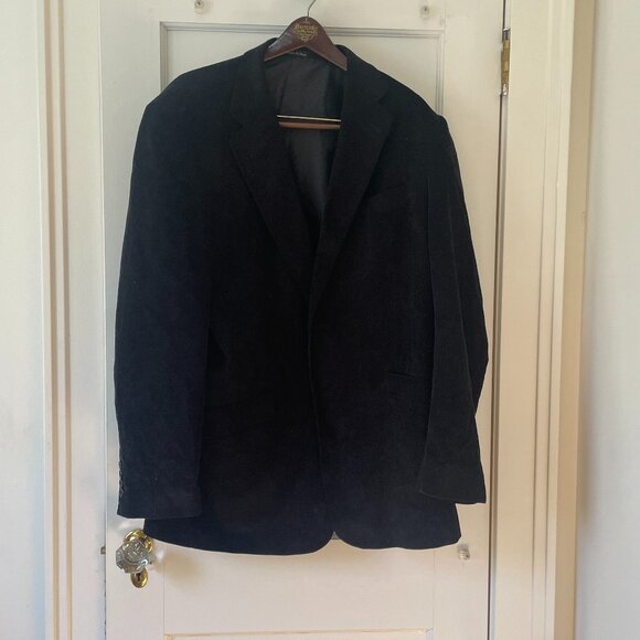 Men's Villini Jacket by S&K Famous Brands Size 44L Black Corduroy Paisley - Picture 2 of 9